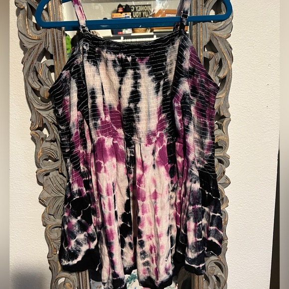 Brand New TORRID Babydoll Rayon Tie Dye Smocked Cold Shoulder Top Size 2 2X Plus - Picture 7 of 14